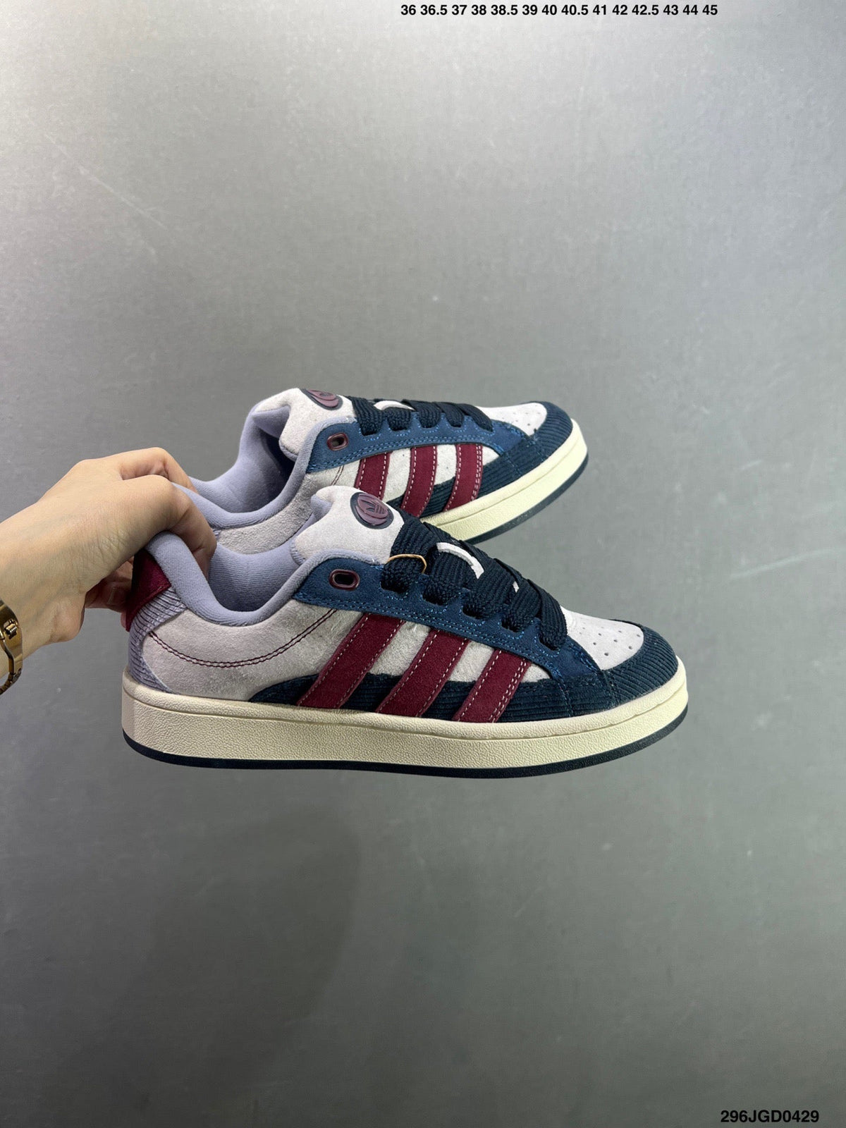 Adidas Originals Campus 00s "Dash Gray Collegiate Burgundy" JR8054 - Angle View 9