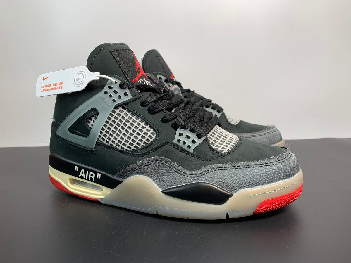 OFF-WHITE x Air Jordan 4 “Bred” CV9388-001 - Angle View 5