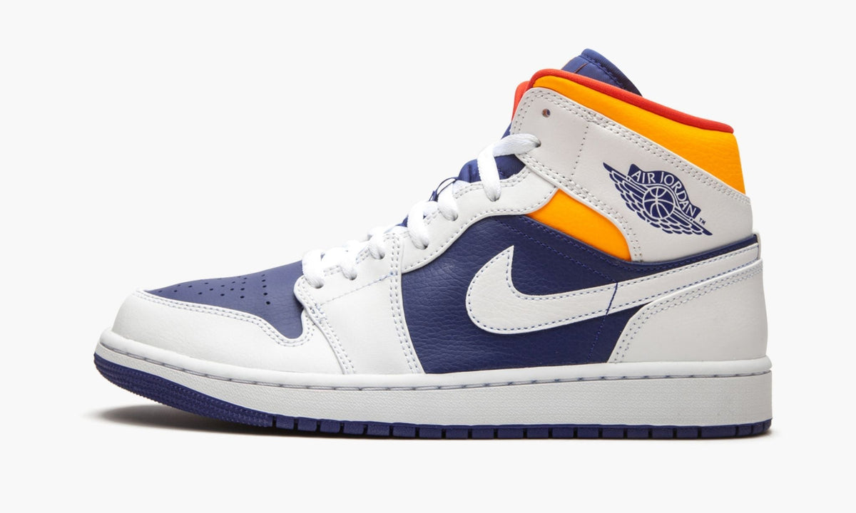Air Jordan 1 Mid "Royal Blue / Laser Orange" - Angle View 2