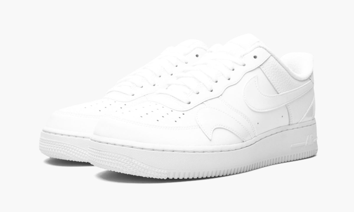 Nike Air Force 1 '07 LV8 "Misplaced Swoosh - Triple White" - Angle View 3