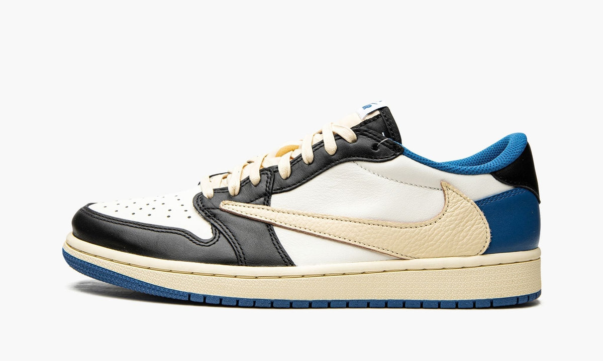 Air Jordan 1 Retro Low x Fragment Design x Travis Scott x ‘Sail Black Military Blue’ - Angle View 2