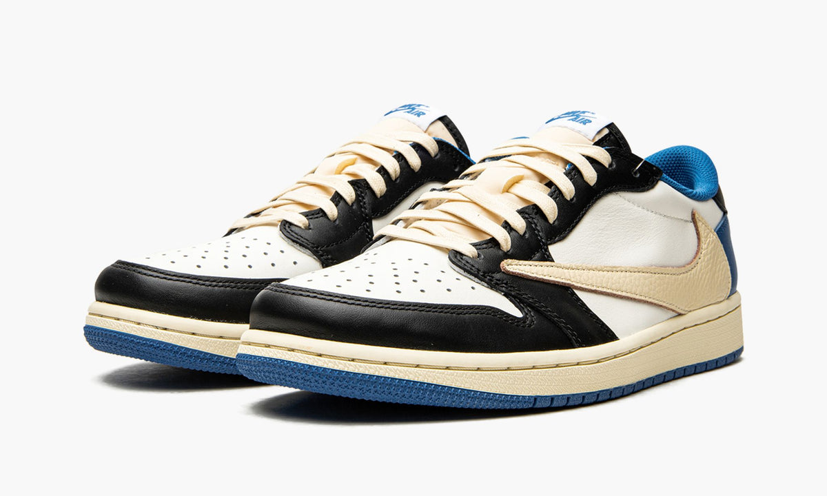 Air Jordan 1 Retro Low x Fragment Design x Travis Scott x ‘Sail Black Military Blue’ - Angle View 3