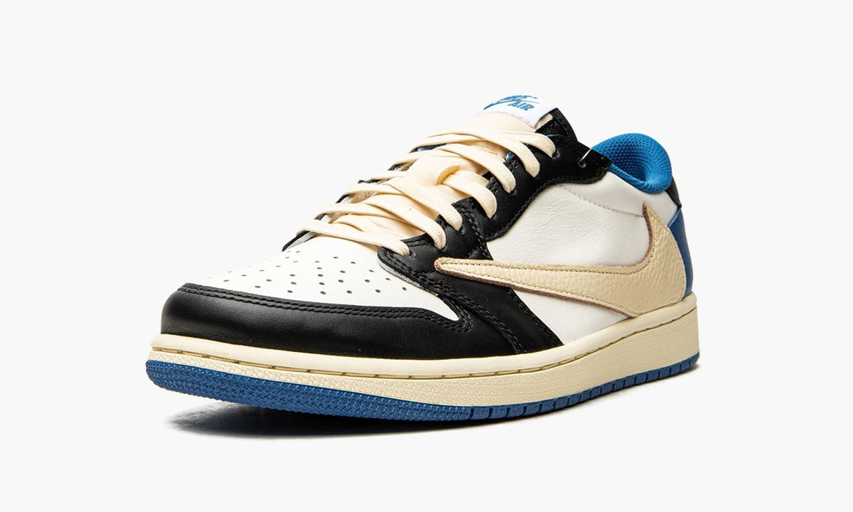 Air Jordan 1 Retro Low x Fragment Design x Travis Scott x ‘Sail Black Military Blue’ - Angle View 5