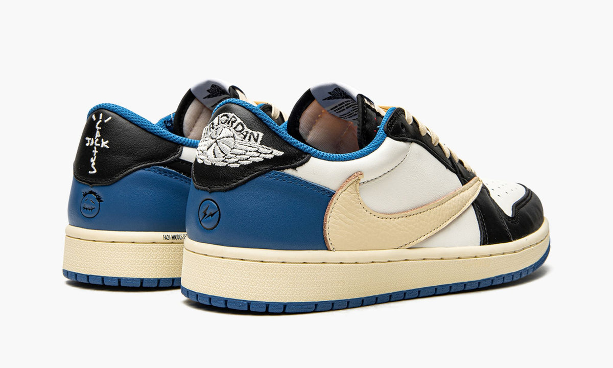 Air Jordan 1 Retro Low x Fragment Design x Travis Scott x ‘Sail Black Military Blue’ - Angle View 4