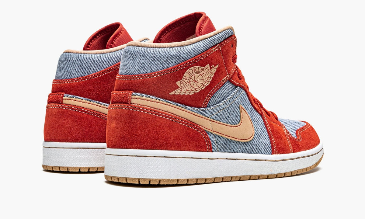 Air Jordan 1 Mid SE "Denim Red Suede" - Angle View 4