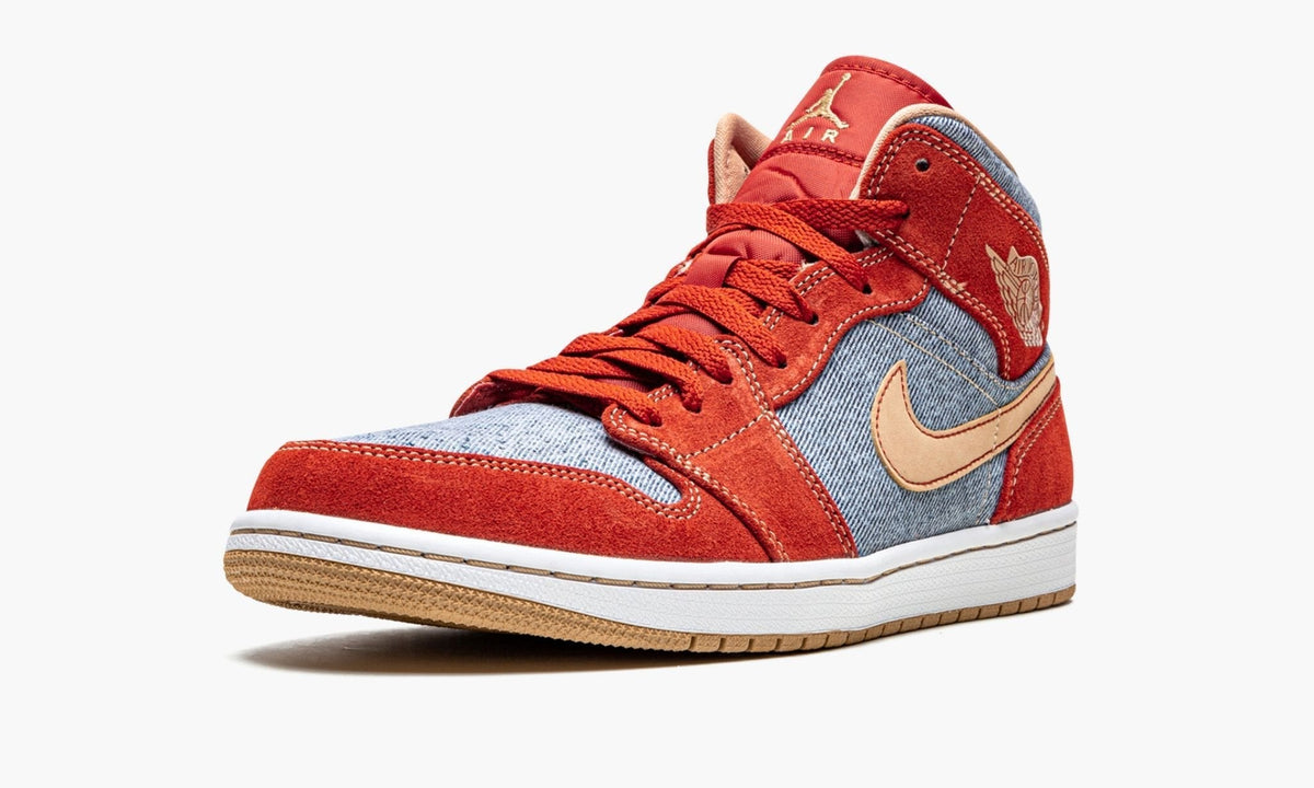Air Jordan 1 Mid SE "Denim Red Suede" - Angle View 5