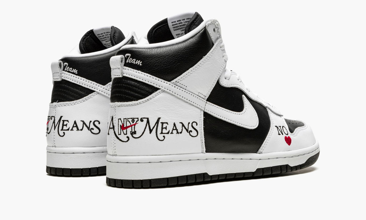SB Dunk High "Supreme - By Any Means - White/Black" - View 4