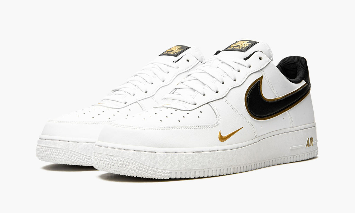 Air Force 1 '07 LV8 "Double Swoosh - White / Black / Gold" - Angle View 3