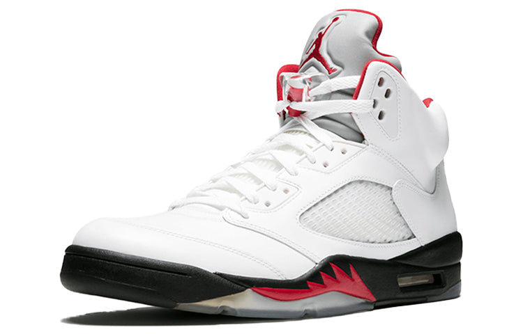 Air Jordan 5 Retro White Fire Red Black 136027-100 - Angle View 2