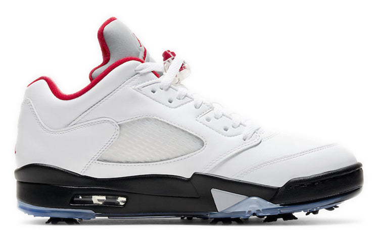 Air Jordan 5 Low Golf 'Fire Red' White/Black/Metallic Silver/Fire Red CU4523-100 - Angle View 2