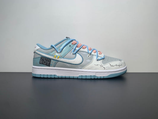 Nike Dunk Low Retro Fleece Swoosh Worn Blue - View 1