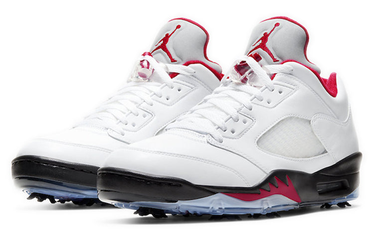 Air Jordan 5 Low Golf 'Fire Red' White/Black/Metallic Silver/Fire Red CU4523-100 - Angle View 3