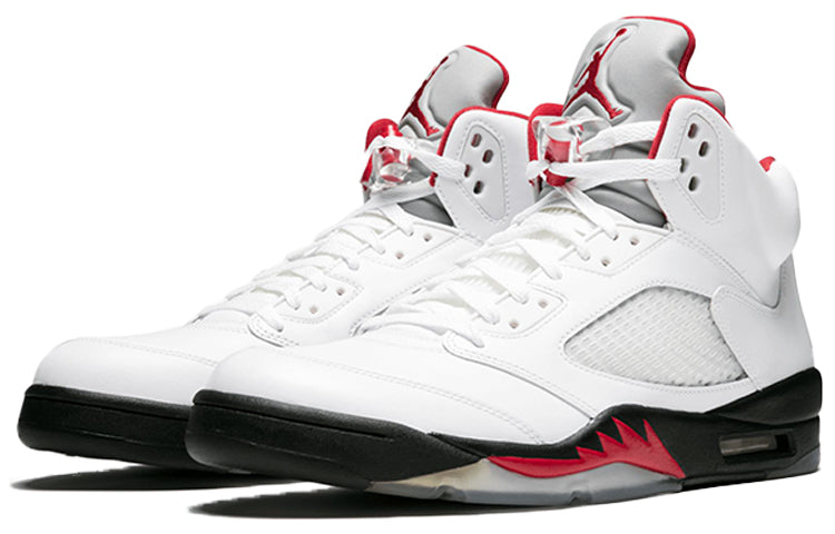 Air Jordan 5 Retro White Fire Red Black 136027-100 - Angle View 3