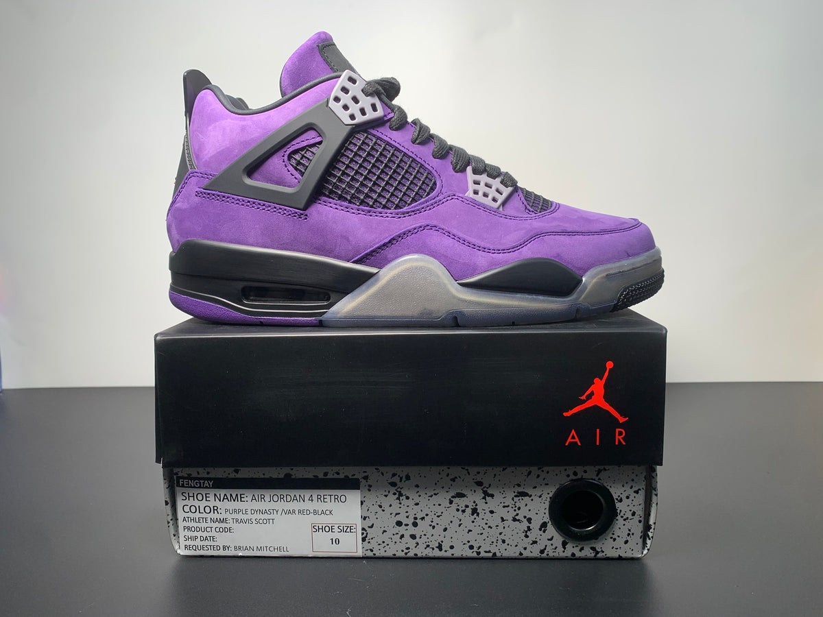 Air Jordan 4 Retro x Travis Scott Purple Friend's and Family - Angle View 3