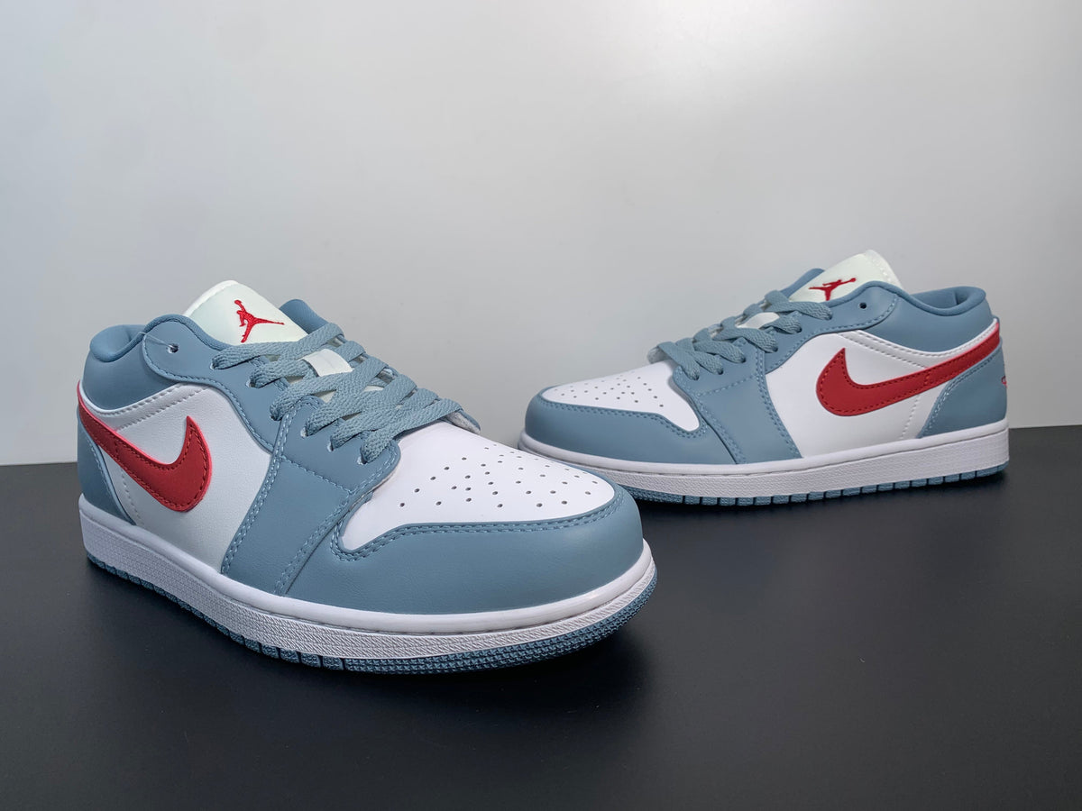 Air Jordan 1 Low Blue Whisper Dune Red DC0774-164 - Angle View 3