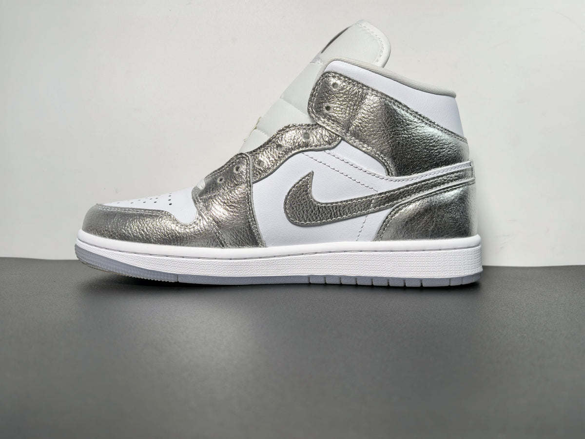 Air Jordan 1 Mid “Metallic Silver” FN5031-100 - Angle View 2