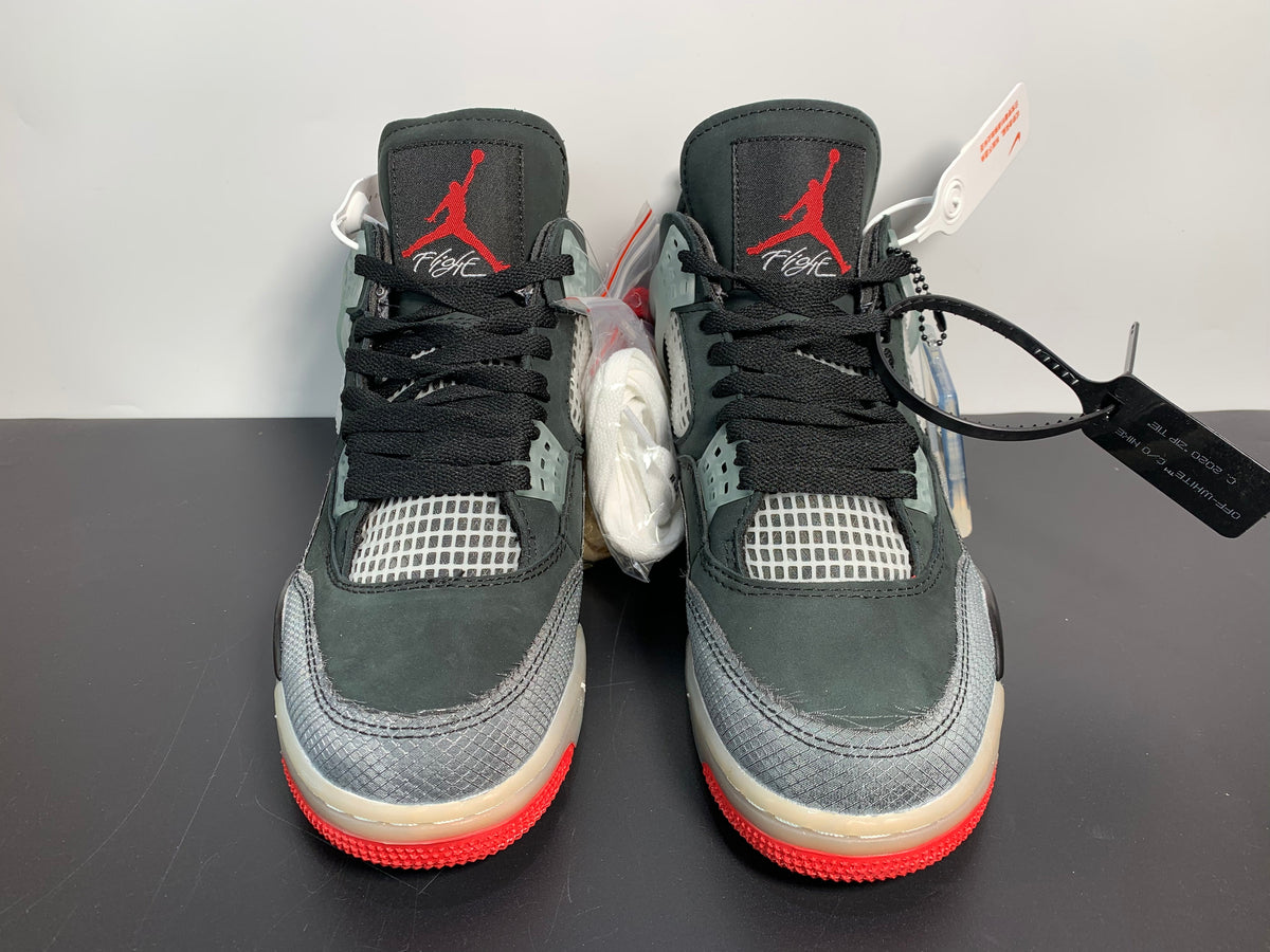 OFF-WHITE x Air Jordan 4 “Bred” CV9388-001 - Angle View 4