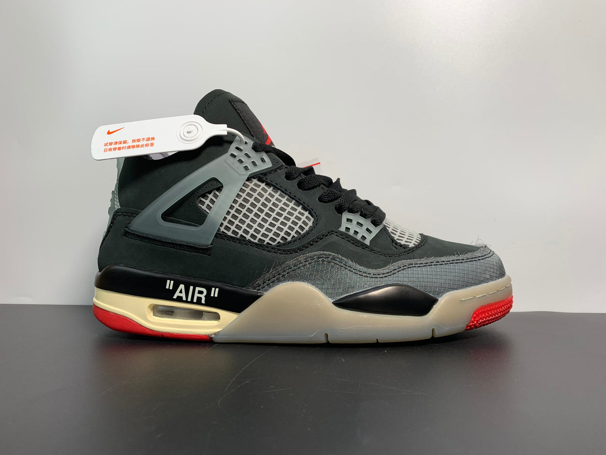 OFF-WHITE x Air Jordan 4 “Bred” CV9388-001 - Angle View 2