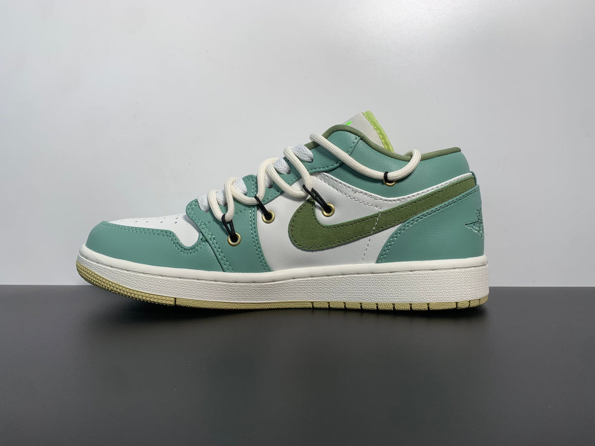 Air Jordan 1 Low Sail White Oil Green FD9906-131 - Angle View 2