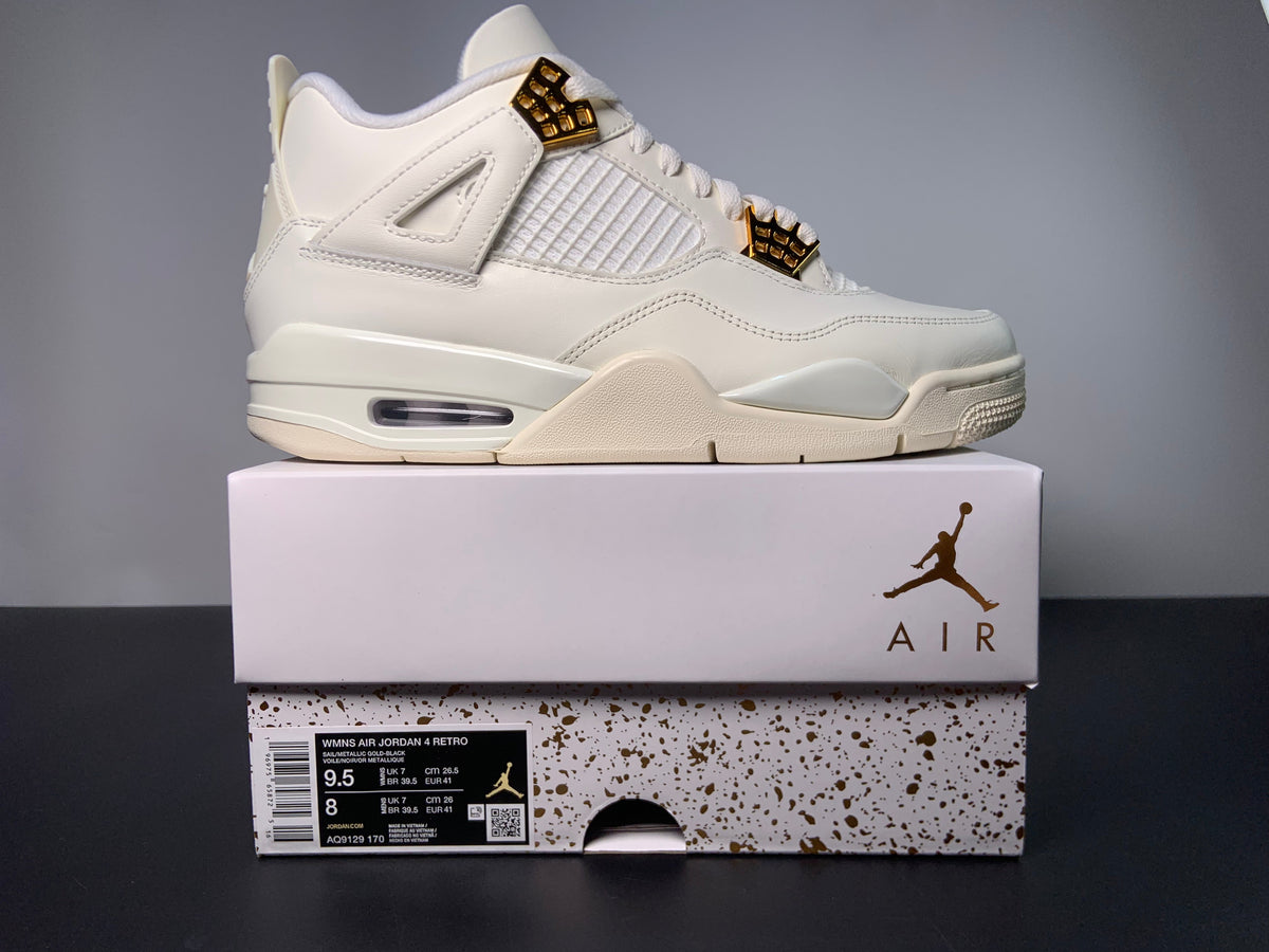 Air Jordan 4 Retro Metallic Gold AQ9129-170  Air Jordan 4 WMNS “Sail” - Angle View 3