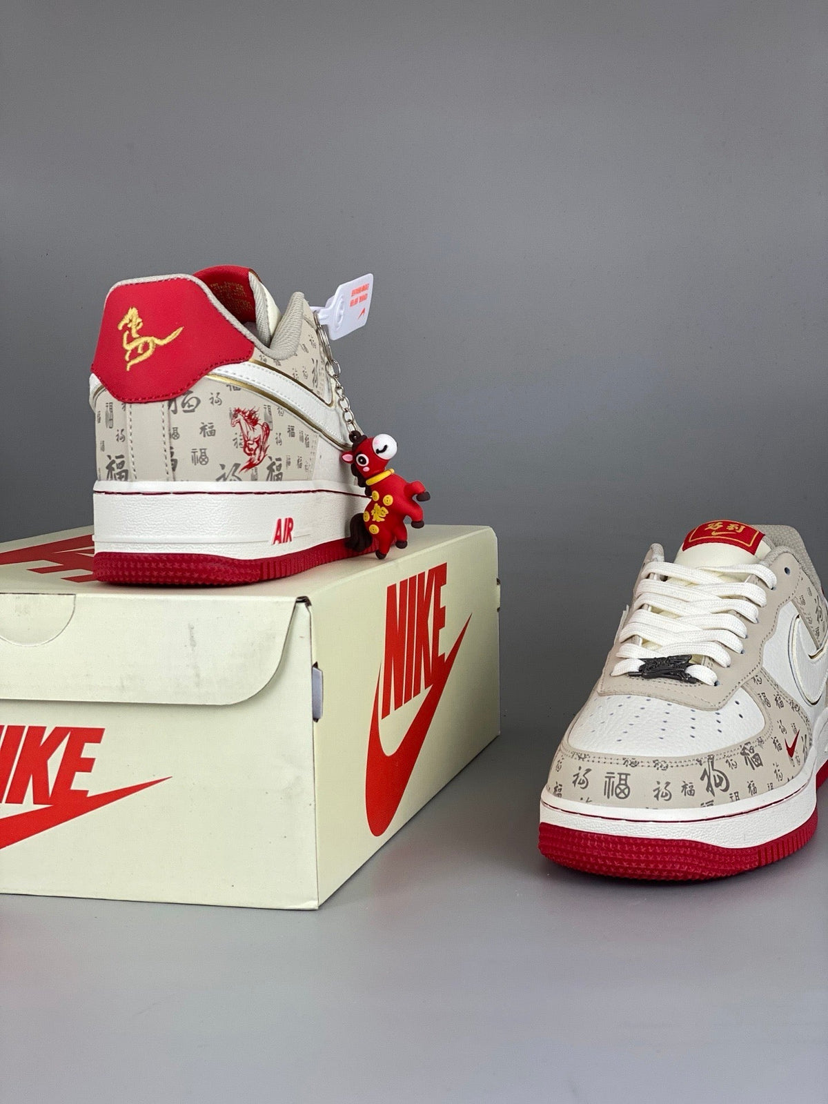NIke Air Force 1 '07 Low  'Year of the Horse' Beige Red NH0601-502 - Angle View 5