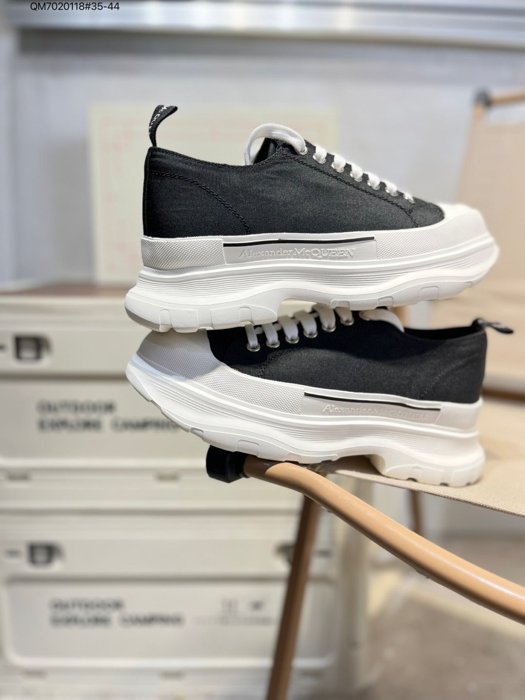 Alexander McQueen Tread Slick  'Black White' 462214 QM7020118 - Angle View 2