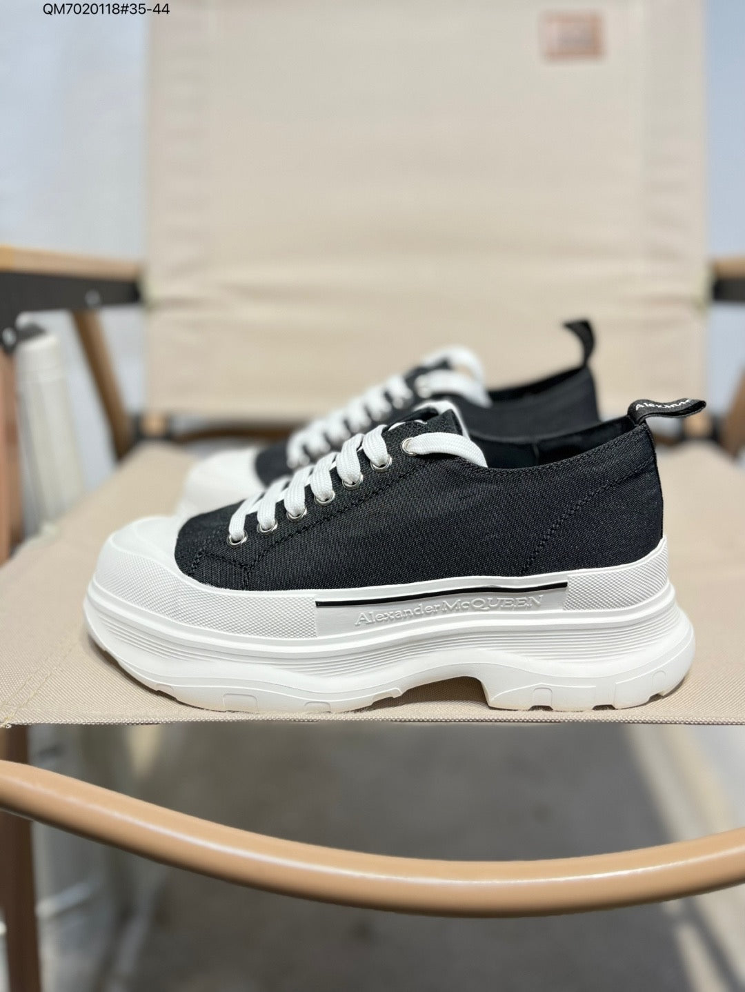 Alexander McQueen Tread Slick  'Black White' 462214 QM7020118 - Angle View 3