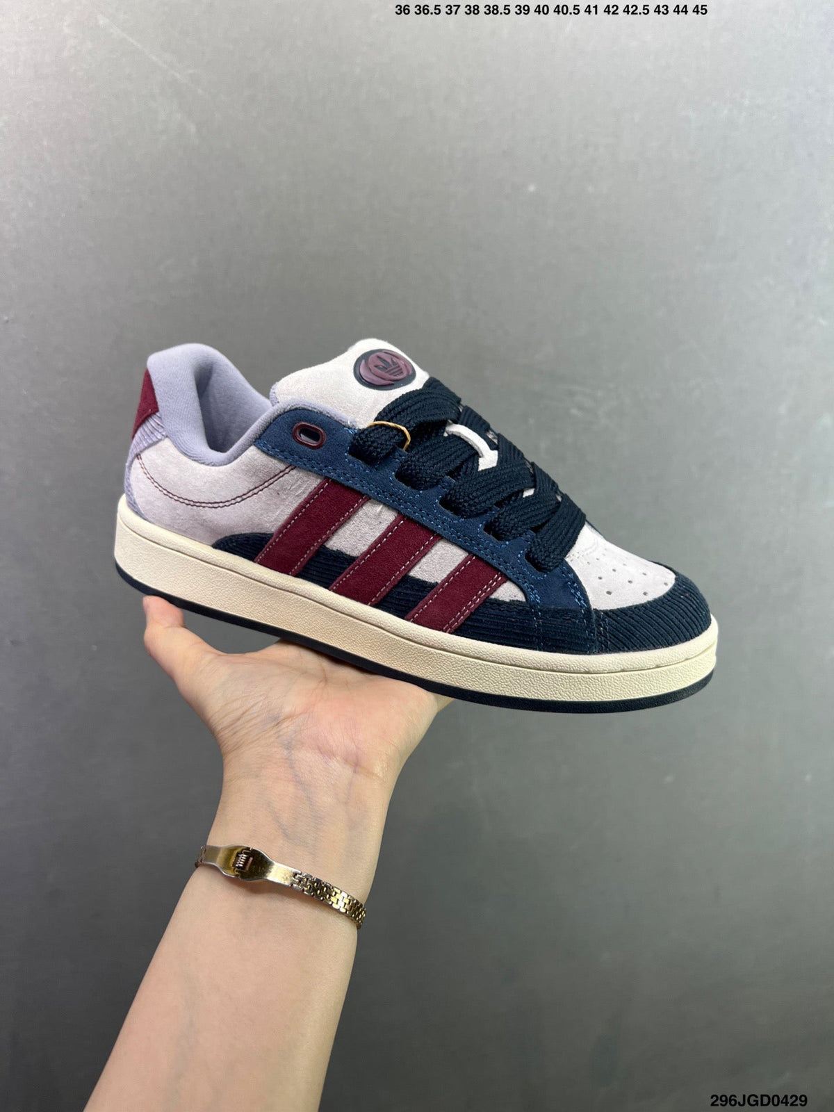 Adidas Originals Campus 00s  "Dash Gray Collegiate Burgundy" JR8054 - Angle View 2