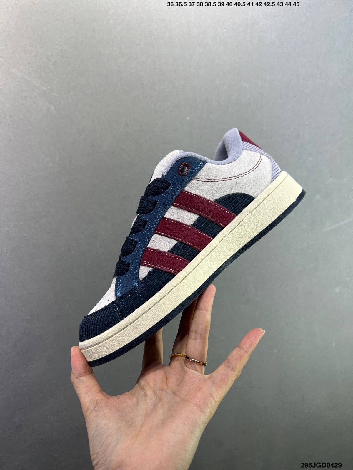 Adidas Originals Campus 00s  "Dash Gray Collegiate Burgundy" JR8054 - Angle View 3
