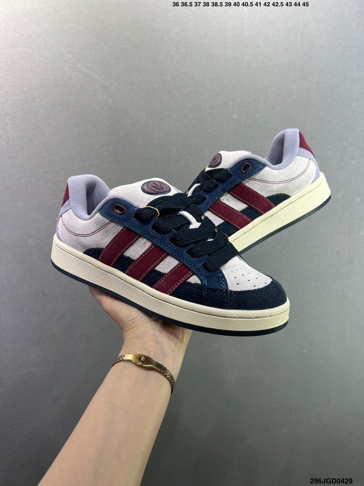 Adidas Originals Campus 00s  "Dash Gray Collegiate Burgundy" JR8054 - Angle View 8