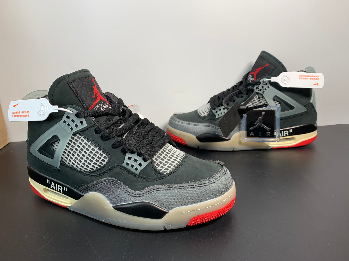 OFF-WHITE x Air Jordan 4 “Bred” CV9388-001 - Angle View 3
