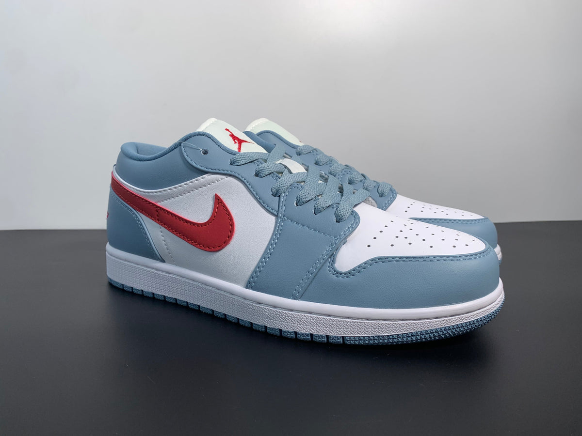 Air Jordan 1 Low Blue Whisper Dune Red DC0774-164 - Angle View 5