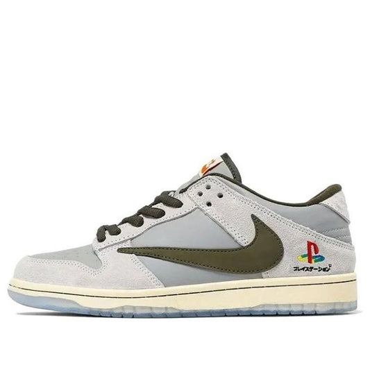 Nike x Travis Scott x PlayStation Dunk Low ‘Grey White - View 1